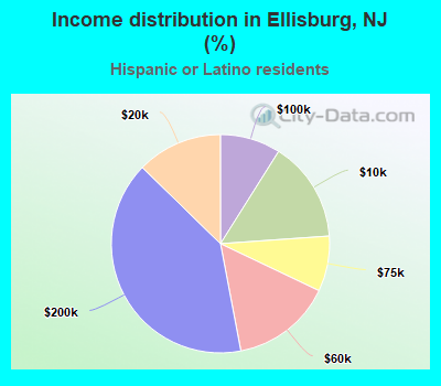 Income distribution in Ellisburg, NJ (%)