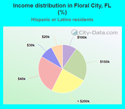 Income distribution in Floral City, FL (%)