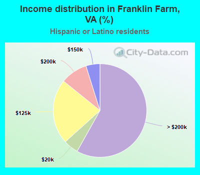 Income distribution in Franklin Farm, VA (%)