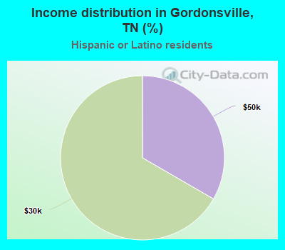Income distribution in Gordonsville, TN (%)