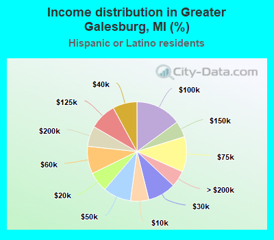 Income distribution in Greater Galesburg, MI (%)