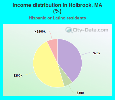 Income distribution in Holbrook, MA (%)