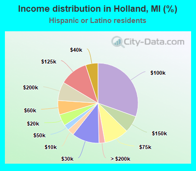 Income distribution in Holland, MI (%)