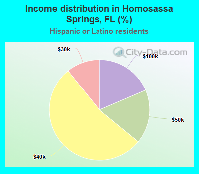 Income distribution in Homosassa Springs, FL (%)