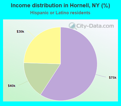 Income distribution in Hornell, NY (%)