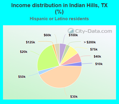 Income distribution in Indian Hills, TX (%)