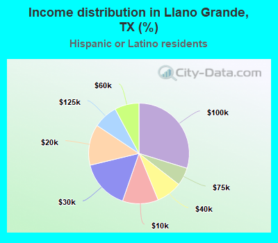 Income distribution in Llano Grande, TX (%)