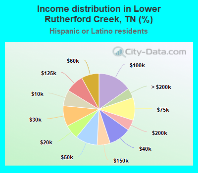 Income distribution in Lower Rutherford Creek, TN (%)