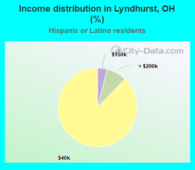 Income distribution in Lyndhurst, OH (%)