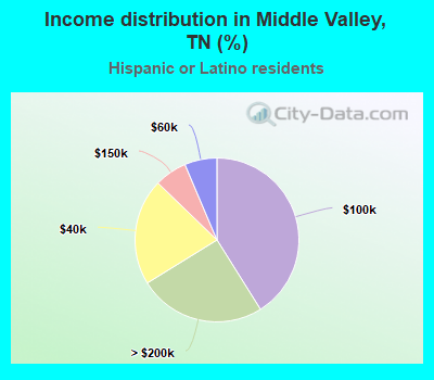 Income distribution in Middle Valley, TN (%)