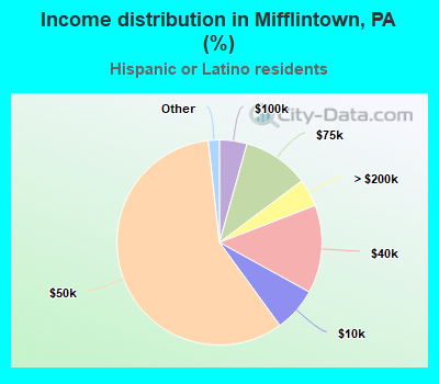 Income distribution in Mifflintown, PA (%)