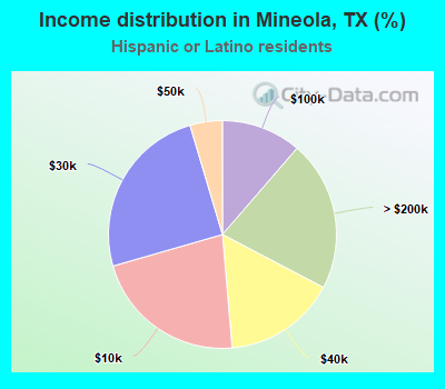 Income distribution in Mineola, TX (%)