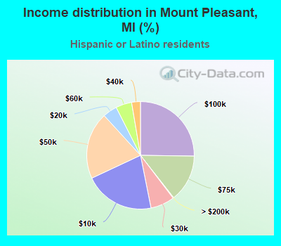 Income distribution in Mount Pleasant, MI (%)