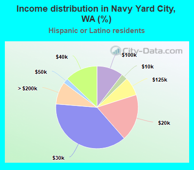 Income distribution in Navy Yard City, WA (%)