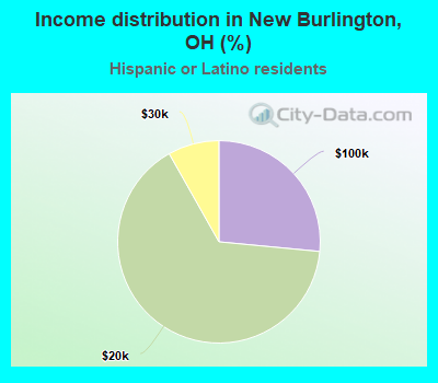 Income distribution in New Burlington, OH (%)