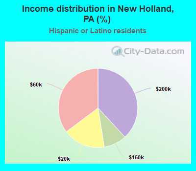Income distribution in New Holland, PA (%)