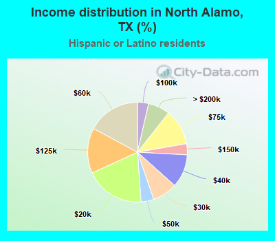 Income distribution in North Alamo, TX (%)