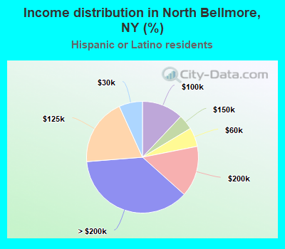 Income distribution in North Bellmore, NY (%)