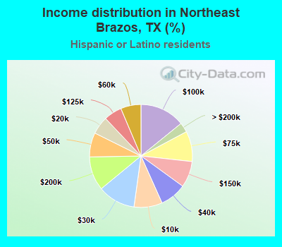 Income distribution in Northeast Brazos, TX (%)