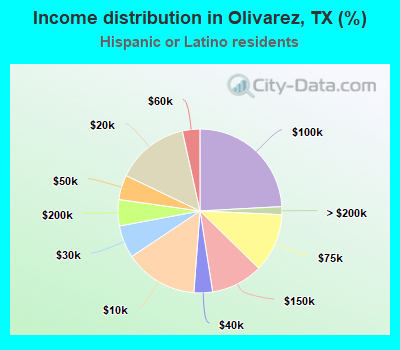 Income distribution in Olivarez, TX (%)