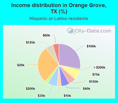 Income distribution in Orange Grove, TX (%)