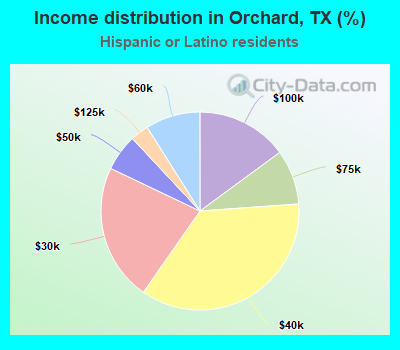 Income distribution in Orchard, TX (%)