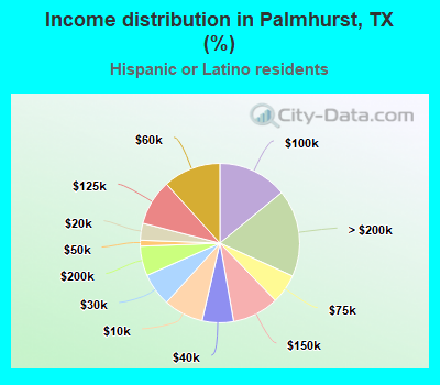 Income distribution in Palmhurst, TX (%)