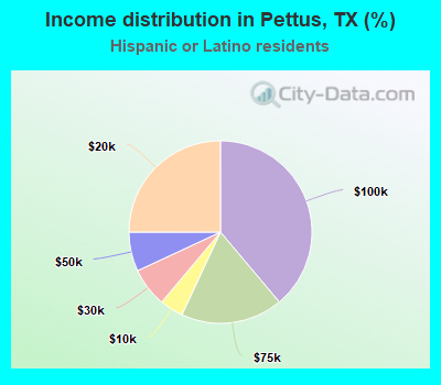 Income distribution in Pettus, TX (%)