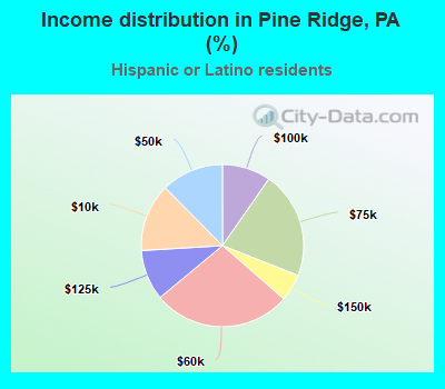 Income distribution in Pine Ridge, PA (%)