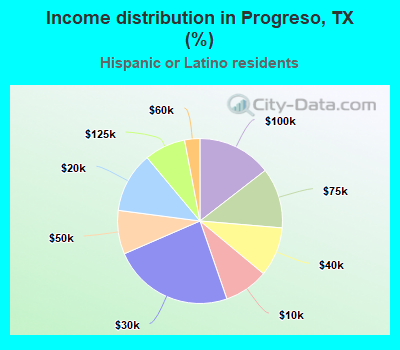 Income distribution in Progreso, TX (%)