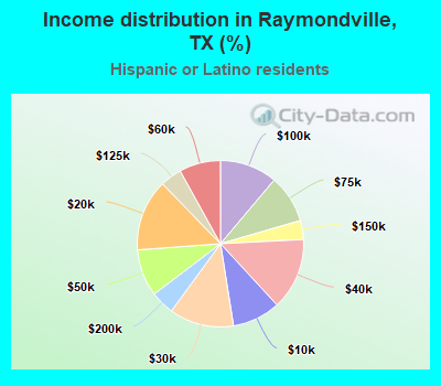 Income distribution in Raymondville, TX (%)