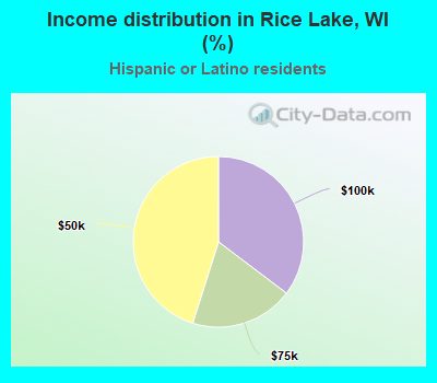 Income distribution in Rice Lake, WI (%)