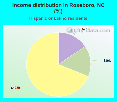 Income distribution in Roseboro, NC (%)