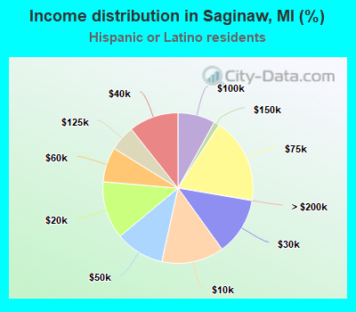 Income distribution in Saginaw, MI (%)