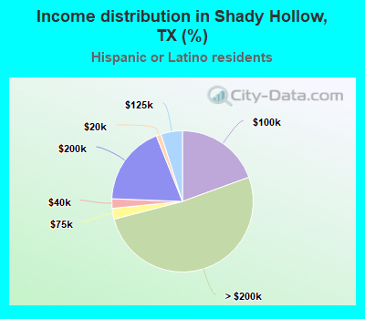 Income distribution in Shady Hollow, TX (%)