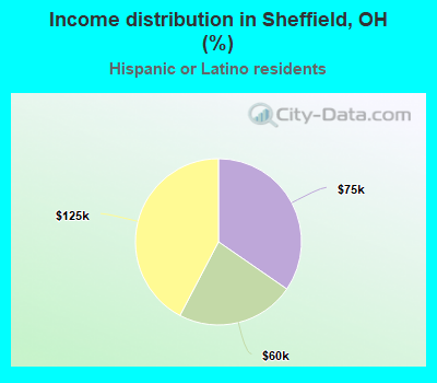 Income distribution in Sheffield, OH (%)
