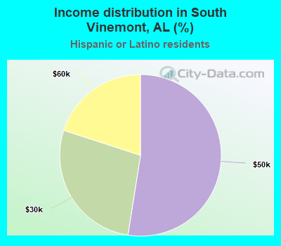 Income distribution in South Vinemont, AL (%)