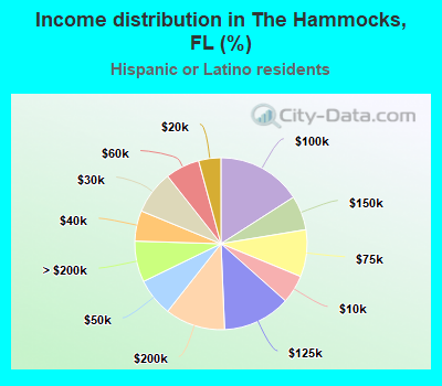 Income distribution in The Hammocks, FL (%)