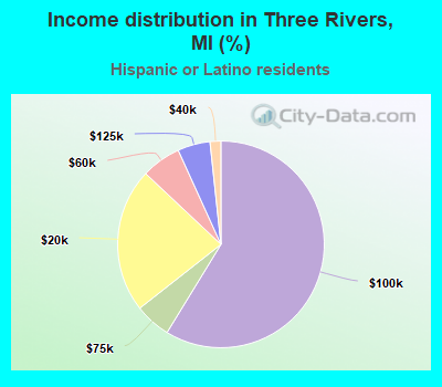 Income distribution in Three Rivers, MI (%)