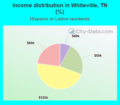 Income distribution in Whiteville, TN (%)