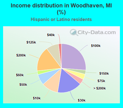 Income distribution in Woodhaven, MI (%)