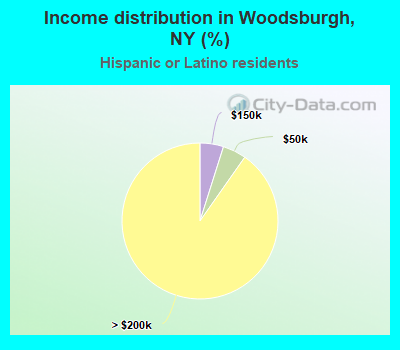 Income distribution in Woodsburgh, NY (%)
