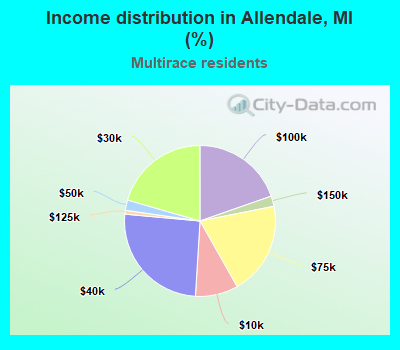 Income distribution in Allendale, MI (%)