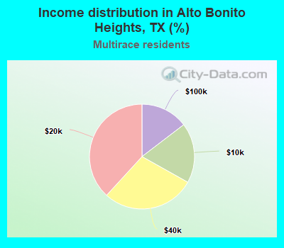 Income distribution in Alto Bonito Heights, TX (%)