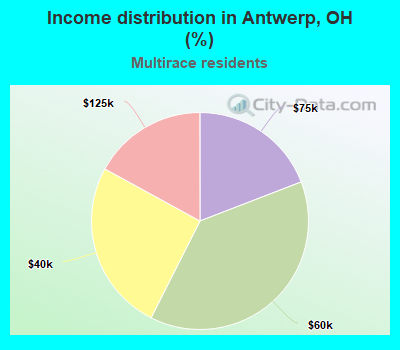 Income distribution in Antwerp, OH (%)