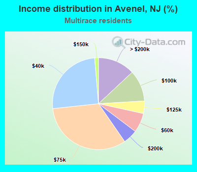 Income distribution in Avenel, NJ (%)