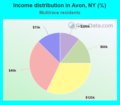 Income distribution in Avon, NY (%)