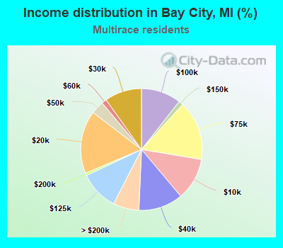 Income distribution in Bay City, MI (%)