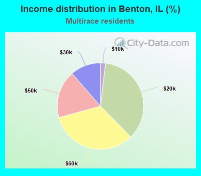 Income distribution in Benton, IL (%)