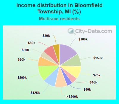 Income distribution in Bloomfield Township, MI (%)